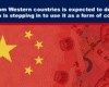 Expose News Chinese flag and currency image with text about declining Western aid and China's increasing influence.