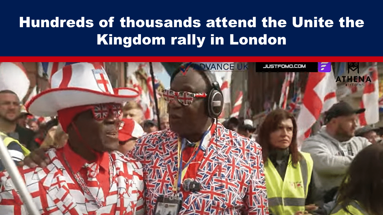 Expose News: Colorful crowds wave flags at the Unite the Kingdom rally in London, with hundreds of thousands gathered in a lively celebration.