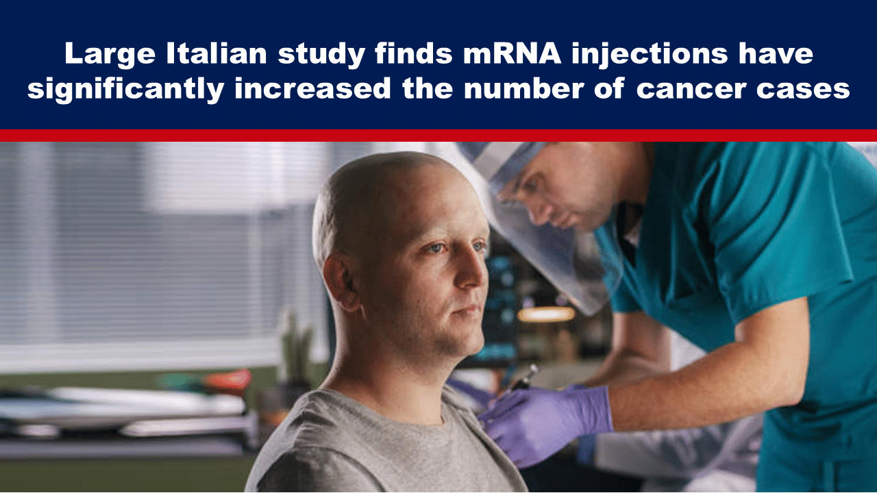 Expose News: Patient receiving an injection while a study claims mRNA shots upped cancer cases. Shocking Italian findings unfold!