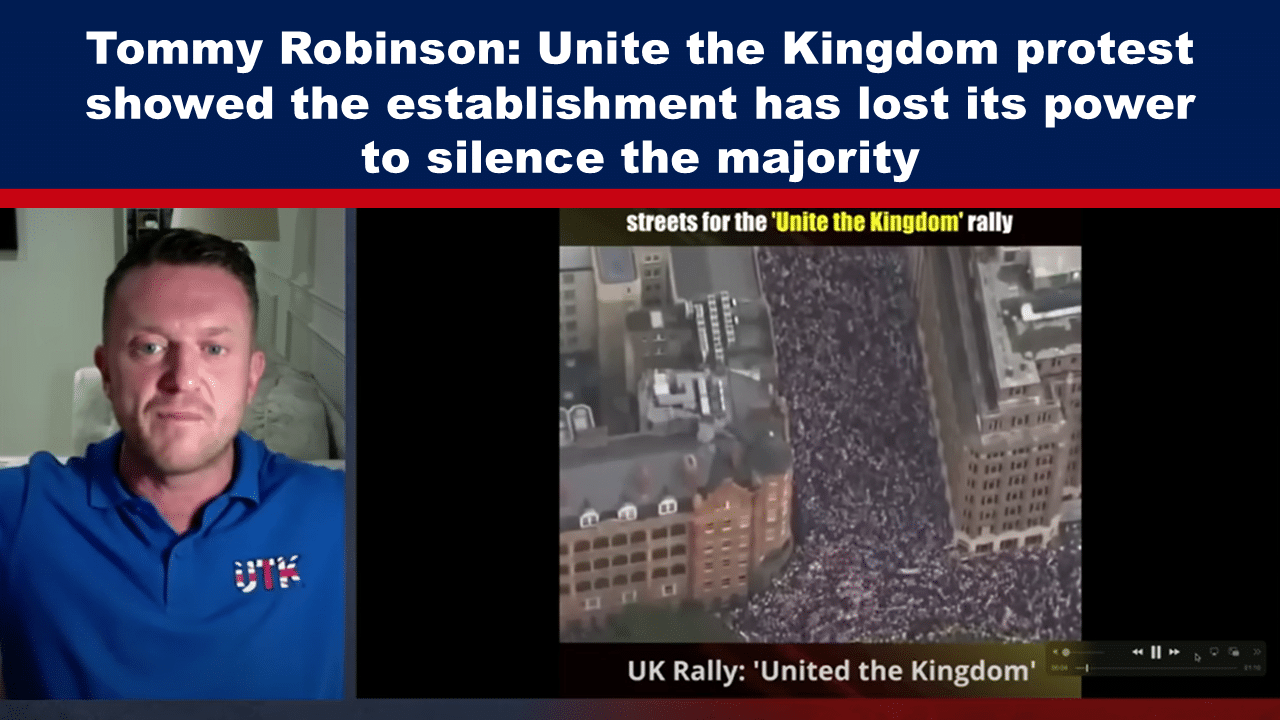 Expose News: Tommy Robinson speaks at Unite the Kingdom protest. Massive crowd gathers, showing the establishment can’t silence the majority.