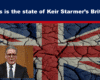 Expose News: Cracked Union Jack backdrop with a politician gesturing, labeled "This is the state of Keir Starmer’s Britain". Vibrant and eye-catching political imagery.