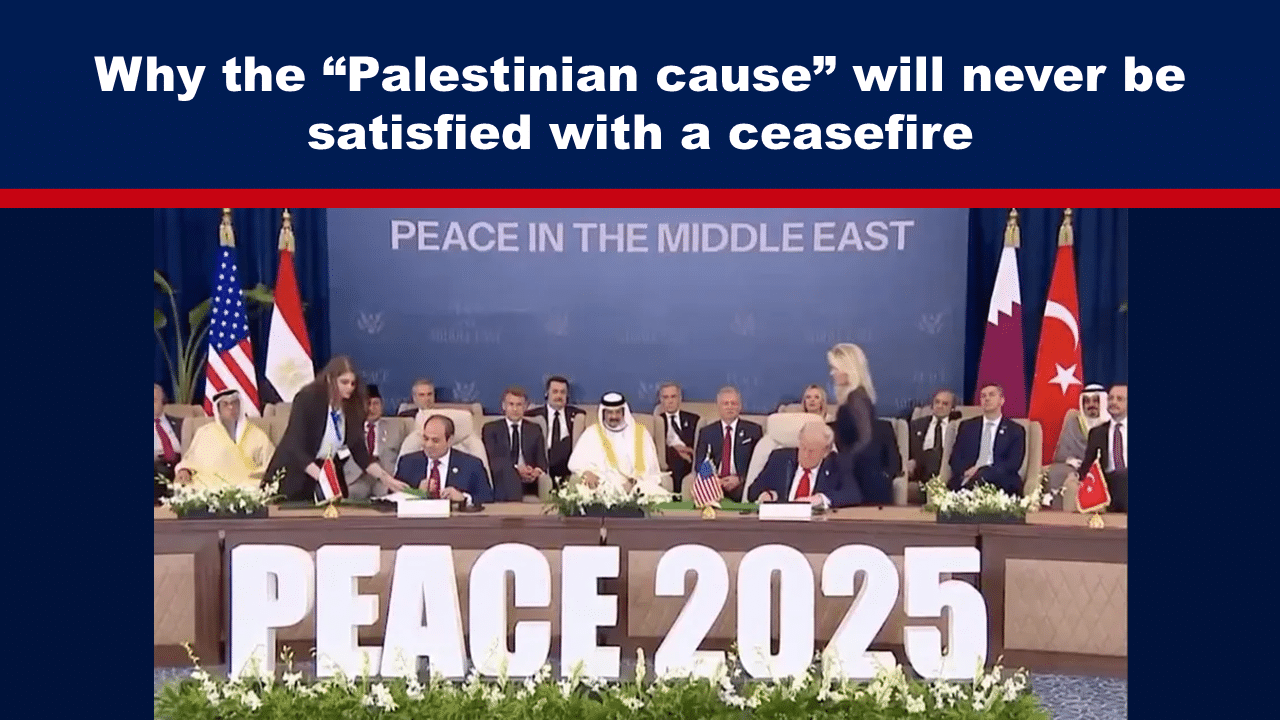 Expose News: Leaders discuss Middle East peace at a conference table. Why the “Palestinian cause” won’t settle just for a ceasefire headline above.