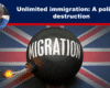 - The Expose Expose News: Migration bomb ready to explode on a British flag backdrop, highlighting the controversial debate on unlimited immigration: A policy of destruction.