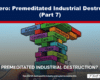 Cover image with stacked colorful blocks labeled industries over a factory skyline, for 'Net Zero: Premeditated Industrial Destruction (Part 7)'.