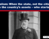 Banner headline about socialism above a vintage black-and-white portrait of a man in a top hat and suit.