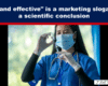 Healthcare worker in blue scrubs and mask draws vaccine from a vial with a syringe ready to inject.