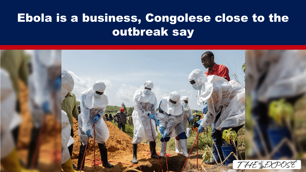 MayFeat25b - The Expose Healthcare workers in white hazmat suits dig a trench for burial during an Ebola outbreak response in Congo