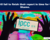 Hands hold a smartphone displaying the IPCC logo against a colorful world map background; banner text discusses the IPCC delaying its COP33 report.