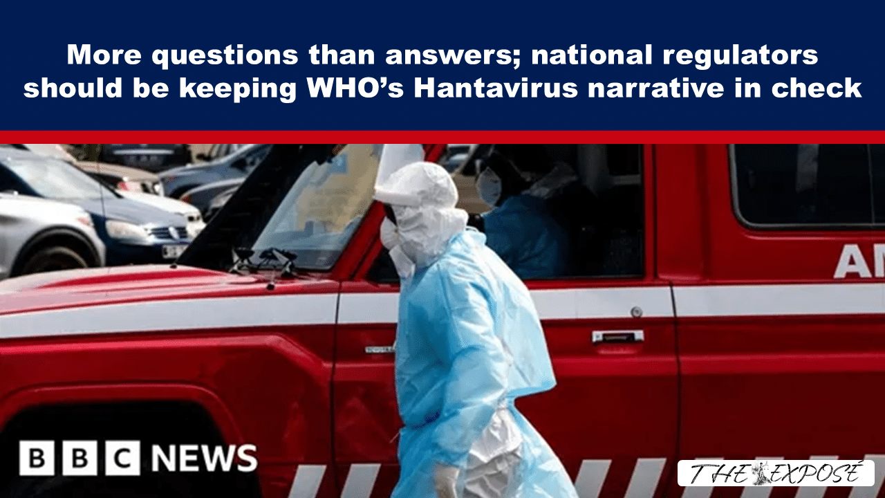 News image: a healthcare worker in full PPE beside a red ambulance, with BBC News logo on the bottom left. The scene relates to a health story about Hantavirus.
