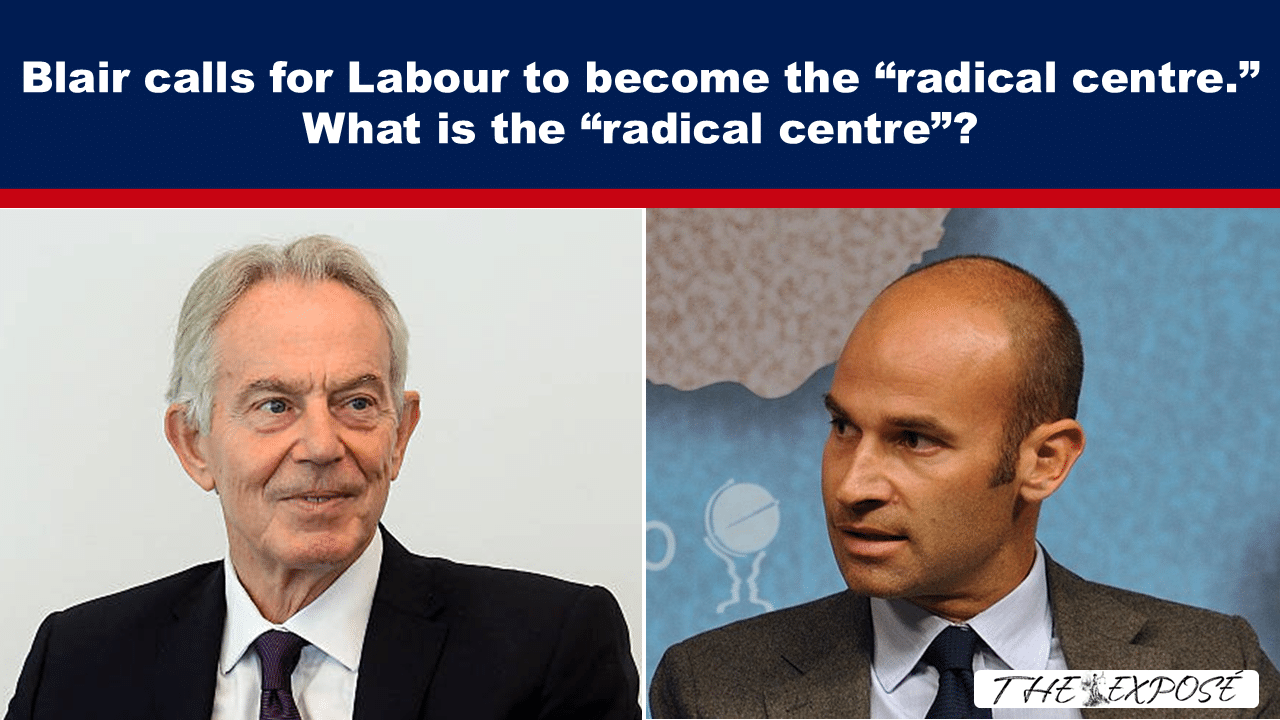 - The Expose Split-screen image of two men in suits discussing politics for a Labour radical-centre news article.