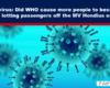 Header: 'Hantavirus: Did WHO cause more people to become ill by not letting passengers off the MV Honduras earlier?' over a blue virus illustration.