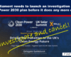 Headline banner urging UK Parliament to investigate the Clean Power 2030 plan to prevent further damage, with event visuals in the background.