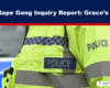 Banner headline 'The Rape Gang Inquiry Report: Grace’s story' over a photo of police in neon jackets with a watermark 'THE EXPOSÉ'