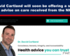 Banner for Dr. David Cartland offering NHS care advice with logo, red separator line, and teal 'Book an Appointment' button.