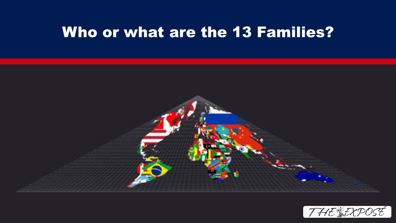 JulFeat27 - The Expose Pyramid-shaped globe made from national flags on a dark background, illustrating global unity or control themes.